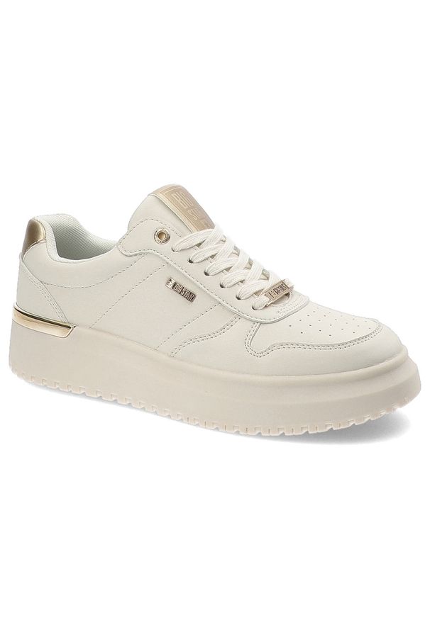 Big-Star - Beżowe Sneakersy Big Star Modne Obuwie Damskie. Okazja: na co dzień. Zapięcie: sznurówki. Kolor: beżowy. Materiał: materiał