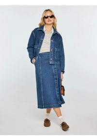 Big-Star - Spódnica damska midi jeansowa granatowa Roxana 567. Okazja: na co dzień. Kolor: niebieski. Materiał: jeans. Styl: casual, klasyczny #1