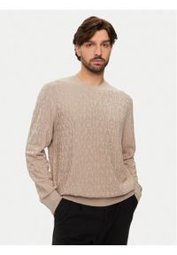 Armani Exchange Sweter 6DZM1R ZM4DZ 17AB Beżowy Regular Fit. Kolor: beżowy. Materiał: wiskoza