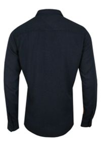 Brave Soul - Granatowa Męska Koszula Weekendowa, Taliowana -BRAVE SOUL- z Lnem, z Kieszonkami, Długi Rękaw. Okazja: na co dzień. Kolor: niebieski. Materiał: wiskoza, len. Długość rękawa: długi rękaw. Długość: długie. Styl: casual #3