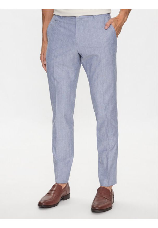 BOSS - Boss Spodnie materiałowe 50489421 Niebieski Slim Fit. Kolor: niebieski. Materiał: wełna, bawełna