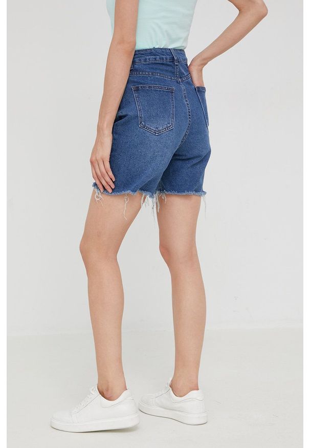 Answear Lab szorty jeansowe damskie kolor granatowy high waist. Okazja: na co dzień. Stan: podwyższony. Kolor: niebieski. Materiał: jeans. Styl: wakacyjny