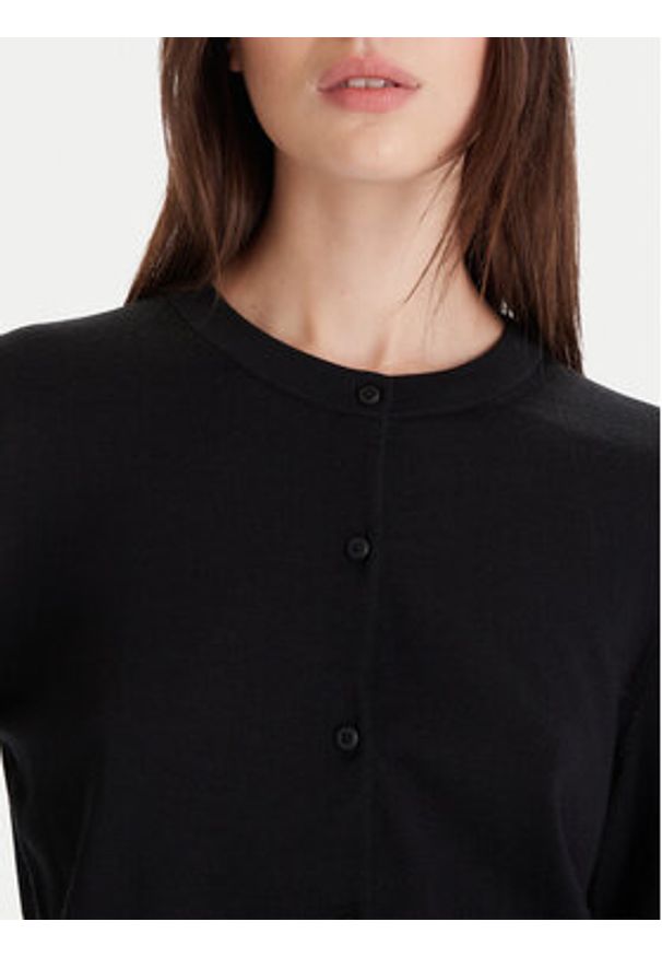 Calvin Klein Kardigan LV044D323G Czarny Slim Fit. Kolor: czarny. Materiał: wełna