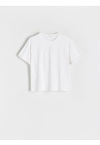 Reserved - T-shirt boxy - biały. Kolor: biały. Materiał: bawełna, dzianina #1
