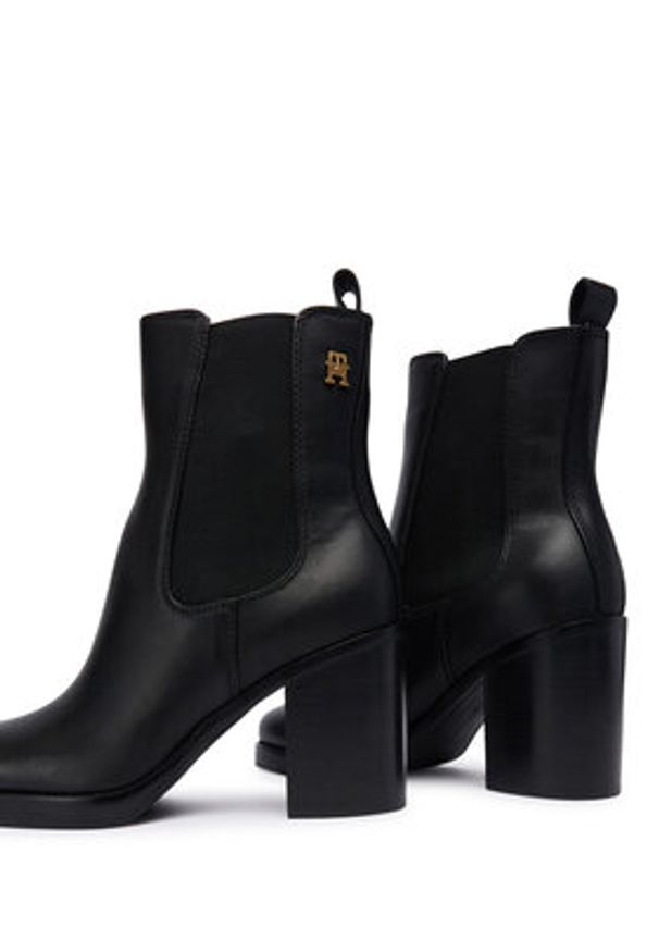 TOMMY HILFIGER - Tommy Hilfiger Botki Square Toe Chelsea High Block Hl FW0FW08844 Czarny. Kolor: czarny. Materiał: skóra