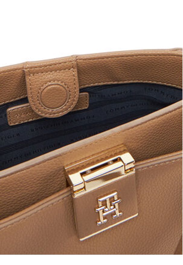 TOMMY HILFIGER - Tommy Hilfiger Torebka Th Her Mini Tote AW0AW17190 Brązowy. Kolor: brązowy. Materiał: skórzane