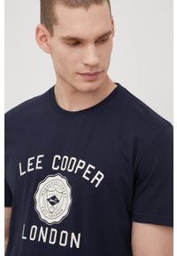Lee Cooper t-shirt bawełniany kolor granatowy z nadrukiem. Kolor: niebieski. Materiał: bawełna. Wzór: nadruk