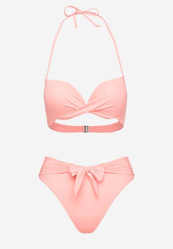 Born2be - Różowe Bikini Wiązany Biustonosz i Majtki Typu Figi Vanissa. Kolor: różowy