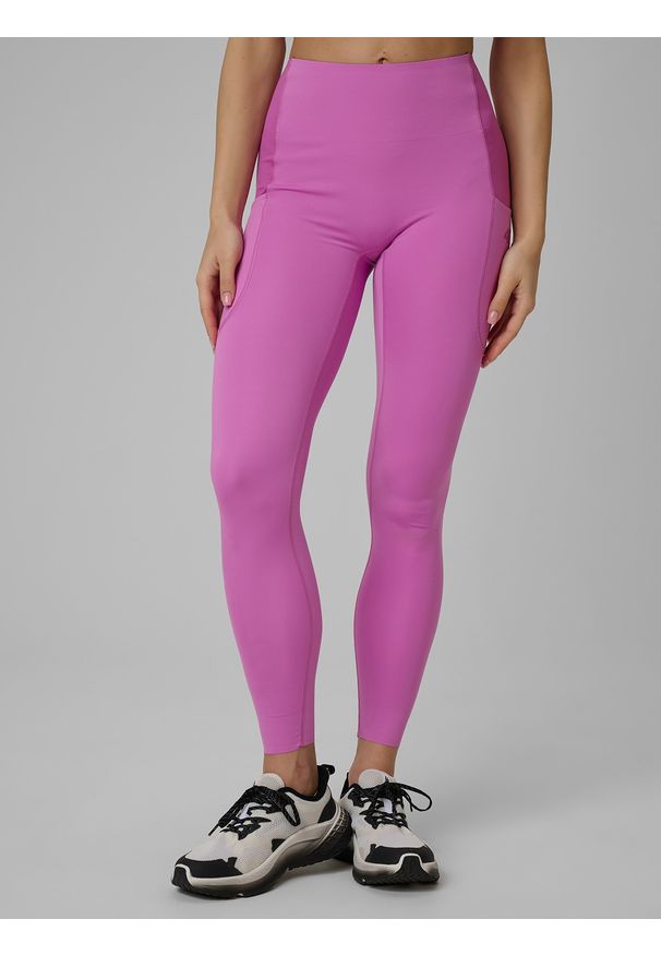 4f - 4F Legginsy treningowe szybkoschnące damskie - różowe XS. Kolor: różowy. Wzór: gładki. Sport: fitness