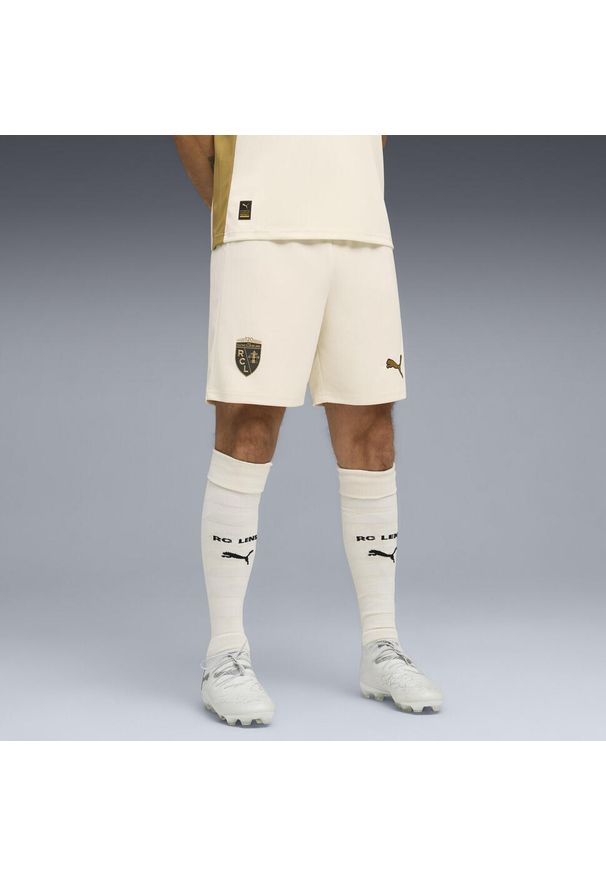 Puma - Męskie szorty RC Lens 25/26 PUMA Alpine Snow Matte Gold White Beige. Kolor: biały, wielokolorowy, beżowy. Materiał: tkanina. Sport: piłka nożna