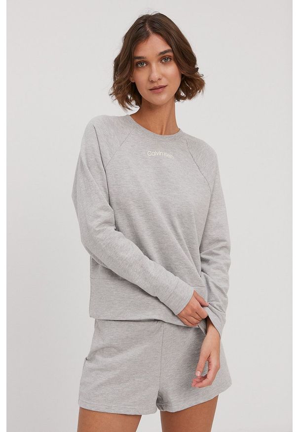 Calvin Klein Underwear Bluza piżamowa damska kolor szary. Kolor: szary. Materiał: dzianina. Długość: długie