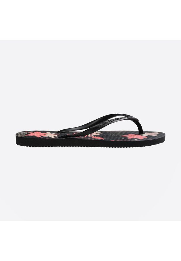 Japonki damskie Havaianas Slim Organic. Okazja: na plażę. Kolor: czarny, różowy, wielokolorowy. Materiał: syntetyk, kauczuk. Styl: sportowy