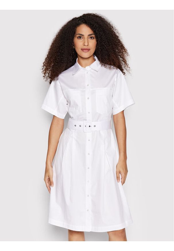 Guess Sukienka koszulowa Selene W2GK84 WDXM0 Biały Regular Fit. Kolor: biały. Materiał: bawełna. Typ sukienki: koszulowe