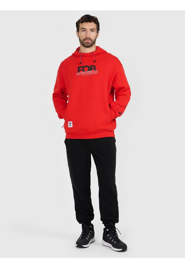 4f - 4F Bluza dresowa nierozpinana z kapturem męska - czerwona M. Typ kołnierza: kaptur. Kolor: czerwony. Materiał: dresówka. Styl: klasyczny