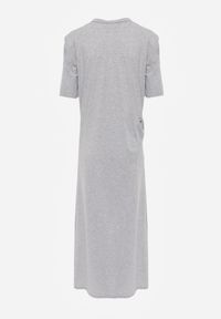 Renee - Szara Marszczona Sukienka z Bawełny o T-shirtowym Kroju z Poduszkami Pelasea. Okazja: na co dzień. Kolor: szary. Materiał: bawełna. Typ sukienki: proste, oversize. Styl: casual #3