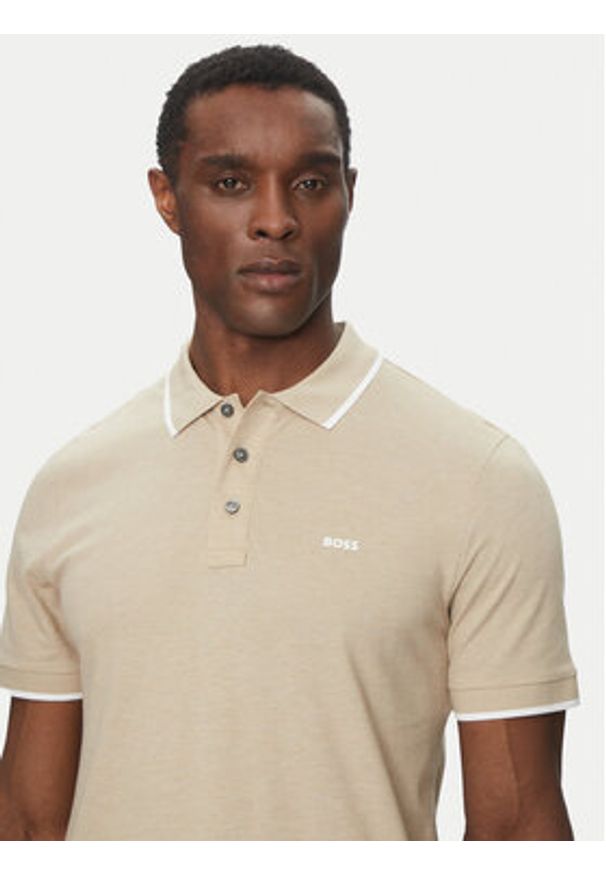 BOSS Polo Parlay 190 50494697 Beżowy Regular Fit. Typ kołnierza: polo. Kolor: beżowy. Materiał: bawełna
