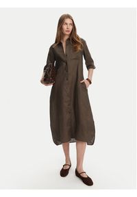 Max Mara Sukienka koszulowa Salute 2516221028 Zielony Regular Fit. Kolor: zielony. Materiał: len. Typ sukienki: koszulowe #5