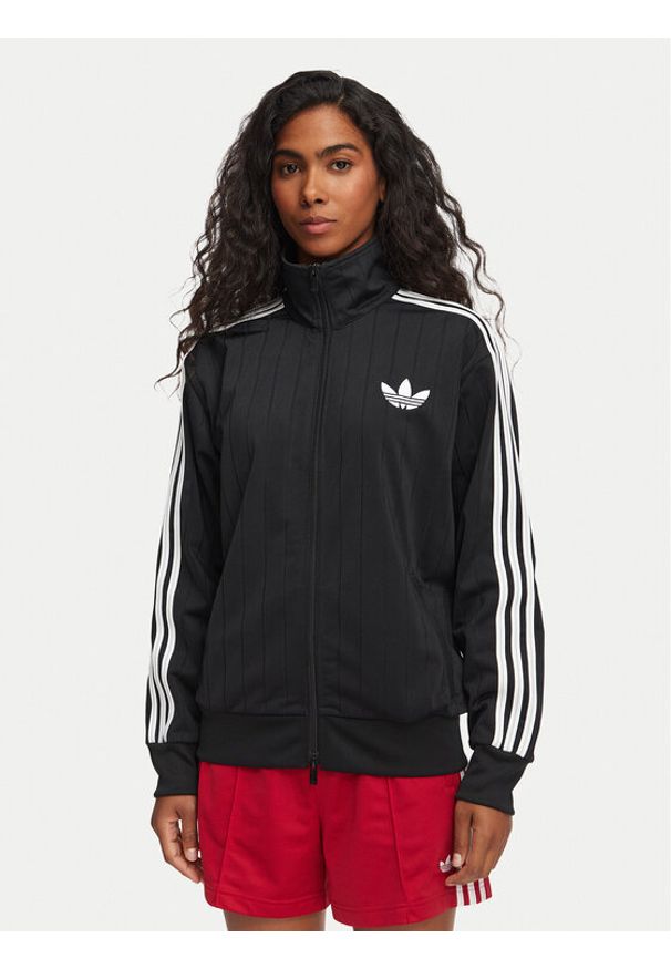 Adidas - adidas Bluza Pinstripe Firebird KS6786 Czarny Loose Fit. Kolor: czarny. Materiał: syntetyk