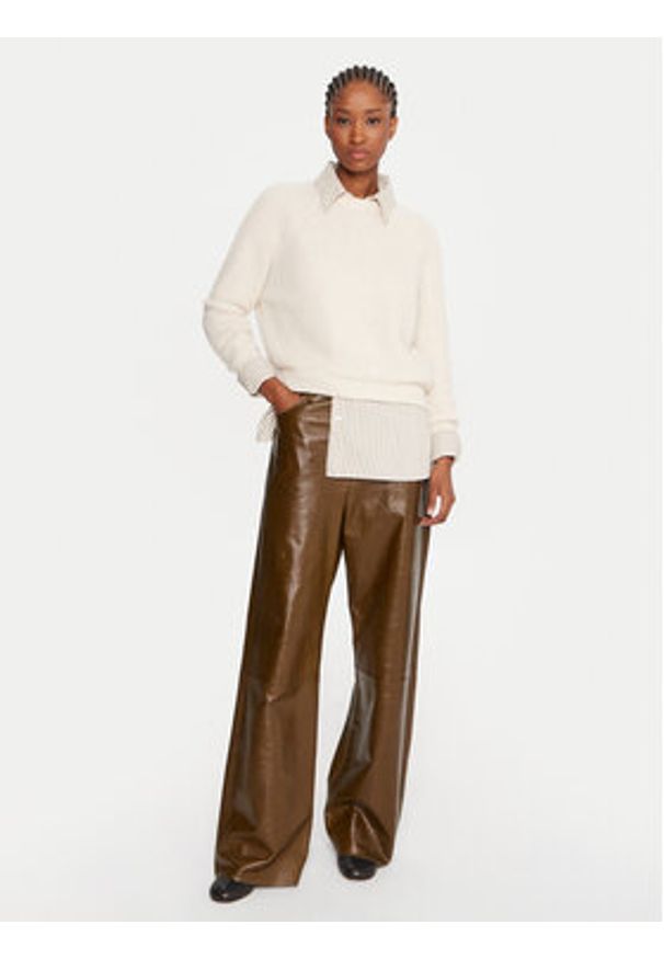 Marella Sweter Digione 2523366414 Écru Regular Fit. Materiał: wełna