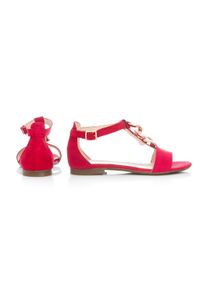 Zapato - sandałki z łańcuszkiem - skóra naturalna - model 372 - kolor czerwony (40). Kolor: czerwony. Materiał: skóra. Wzór: nadruk, gładki, kwiaty. Sezon: lato. Obcas: na płaskiej podeszwie. Styl: klasyczny, elegancki #3