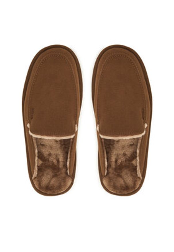 BOSS Kapcie Home 50552598 Brązowy. Kolor: brązowy. Materiał: materiał