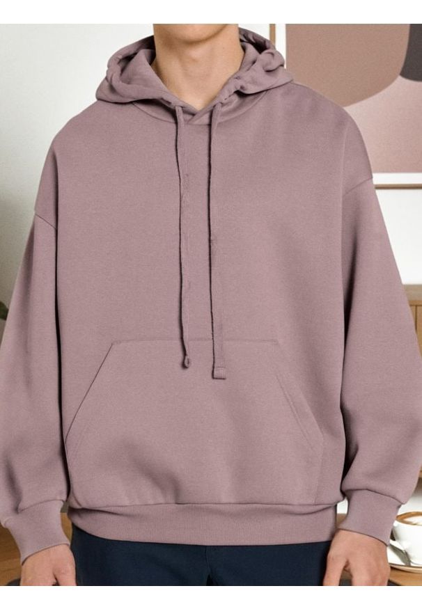Sinsay - Bluza hoodie comfort fit - różowy. Kolor: różowy
