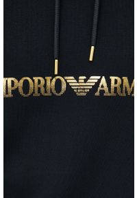 Emporio Armani bluza męska kolor czarny z kapturem. Typ kołnierza: kaptur. Kolor: czarny. Wzór: nadruk #4