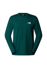 Koszulka męska The North Face Simple Dome 0A87QN6GI1 - zielona. Kolor: zielony. Materiał: poliester, bawełna. Długość rękawa: długi rękaw. Długość: długie. Wzór: nadruk