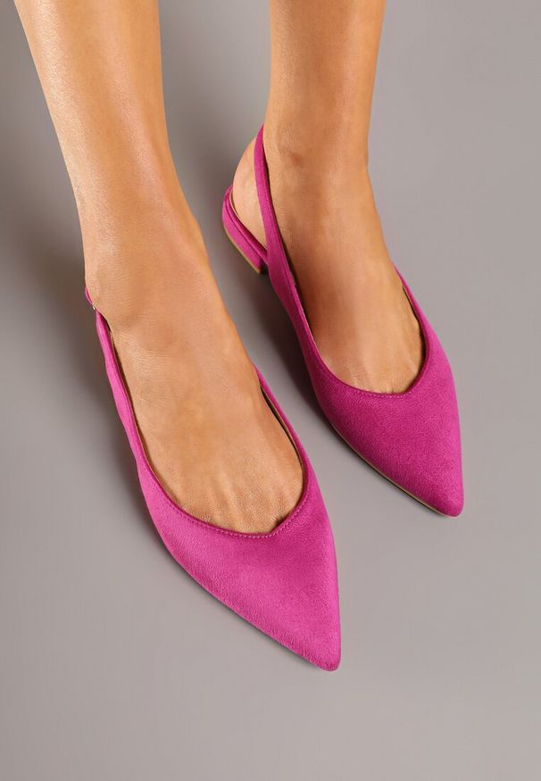 Renee - Fuksjowe Sandały Slingback Vices z Wkładką ze Skóry Naturalnej Annisae. Okazja: na spotkanie biznesowe. Zapięcie: sprzączka. Kolor: różowy. Materiał: skóra. Obcas: na obcasie. Styl: klasyczny, biznesowy, elegancki. Wysokość obcasa: niski