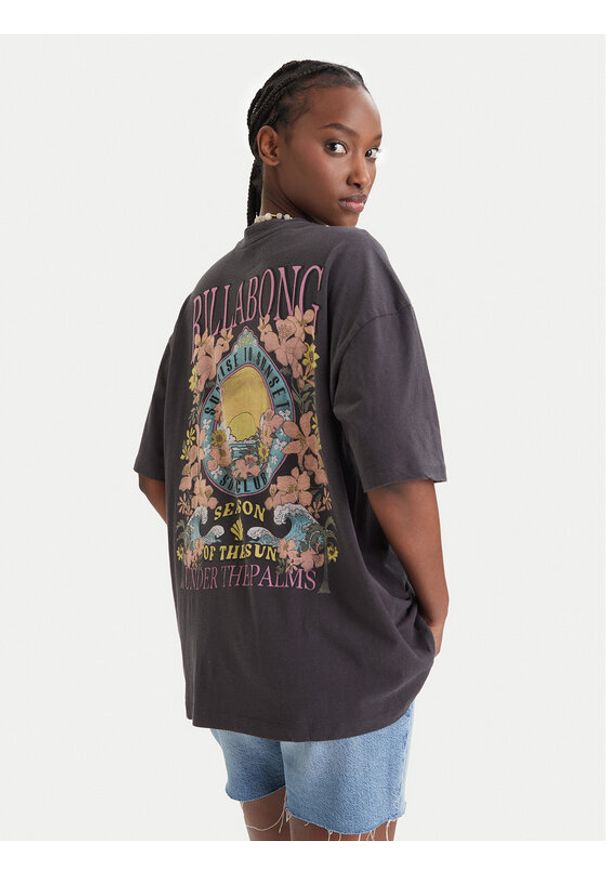 Billabong T-Shirt Floral Rocker EBJZT00590 Czarny Loose Fit. Kolor: czarny. Materiał: bawełna