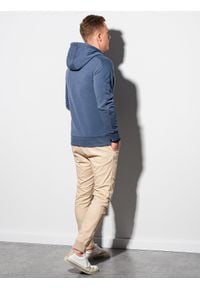 Ombre Clothing - Bluza męska z kapturem - ciemnoniebieska B1155 - XL. Typ kołnierza: kaptur. Kolor: niebieski. Materiał: bawełna, poliester, jeans, dresówka, dzianina #4