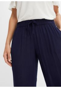 bonprix - Spodnie Marlena z lejącej wiskozy. Kolor: niebieski. Materiał: wiskoza #3