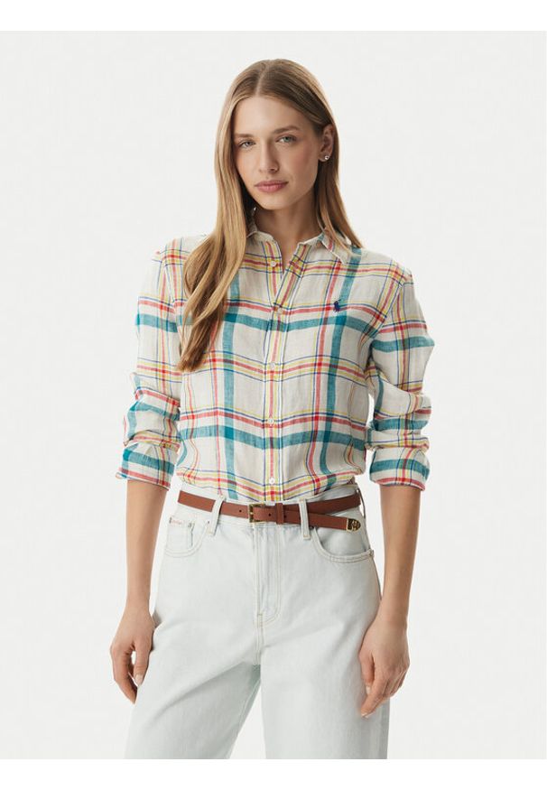 Polo Ralph Lauren Koszula 211970733501 Kremowy Classic Fit. Typ kołnierza: polo. Kolor: kremowy. Materiał: len