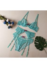 Intica - Komplet bielizny z delikatnych materiałów z ażurowymi detalami Cissy. Kolor: niebieski. Materiał: materiał. Wzór: ażurowy #1