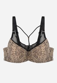 Born2be - Czarno-Beżowy Biustonosz z Ozdobną Siateczką i Paseczkami przy Dekolcie Anesa. Kolor: czarny #1