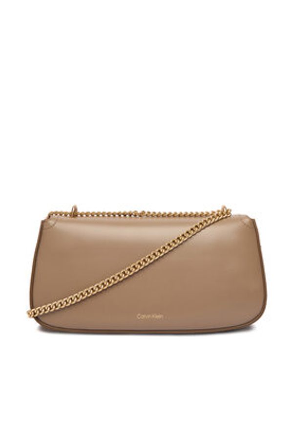Calvin Klein Torebka Ck Convertible Chain Small Bag LV04F3172G Beżowy. Kolor: beżowy. Materiał: skórzane