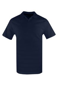 Dzianinowa Koszulka Męska z Kołnierzem (Polo) - Brave Soul - Granatowa. Okazja: na co dzień. Typ kołnierza: polo. Kolor: niebieski. Materiał: bawełna, poliester. Sezon: lato, wiosna. Styl: casual