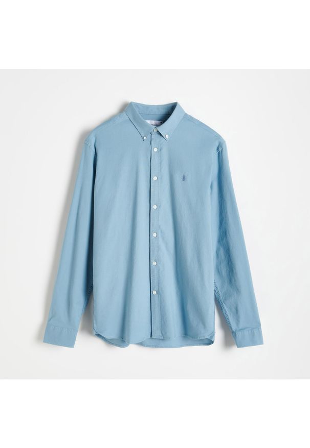 Reserved - Bawełniana koszula regular fit - Niebieski. Kolor: niebieski. Materiał: bawełna