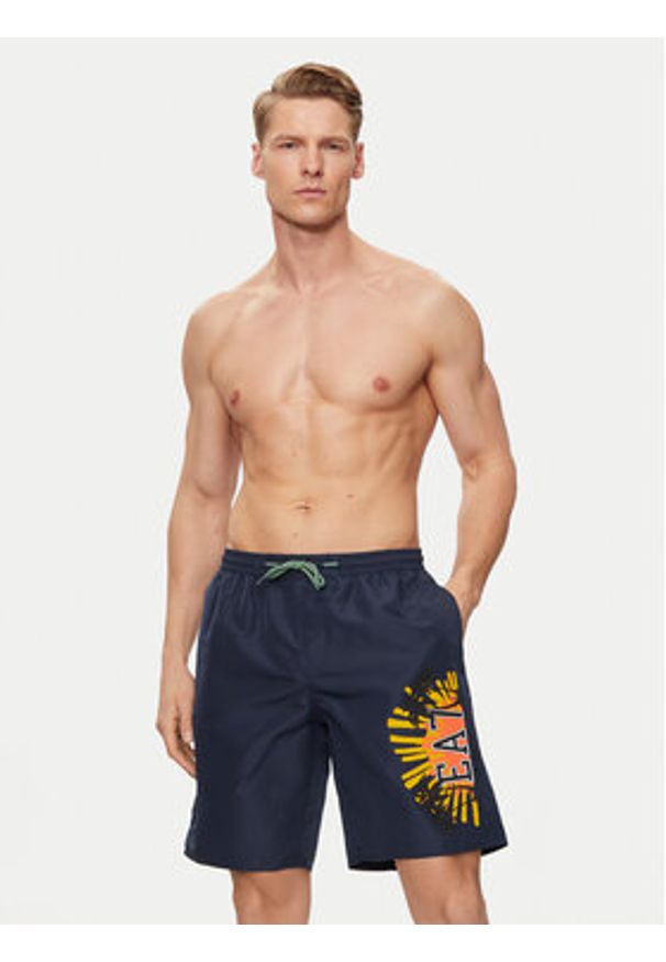 EA7 Emporio Armani Szorty kąpielowe 902047 4R751 06935 Granatowy Regular Fit. Kolor: niebieski. Materiał: syntetyk