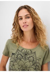 bonprix - Shirt z przędzy mieszankowej, krótki rękaw. Kolor: zielony. Długość rękawa: krótki rękaw. Długość: krótkie. Wzór: nadruk #3