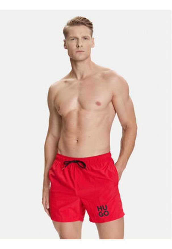 Hugo - HUGO Szorty kąpielowe Paolo 50545464 Czerwony Regular Fit. Kolor: czerwony. Materiał: syntetyk