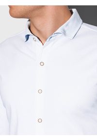 Ombre Clothing - Koszula męska dzianinowa z długim rękawem - biała V1 K540 - XXL. Kolor: biały. Materiał: dzianina. Długość rękawa: długi rękaw. Długość: długie. Wzór: kropki #4