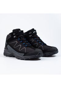 Wysokie sznurowane buty trekkingowe męskie DK czarne. Kolor: czarny. Materiał: materiał