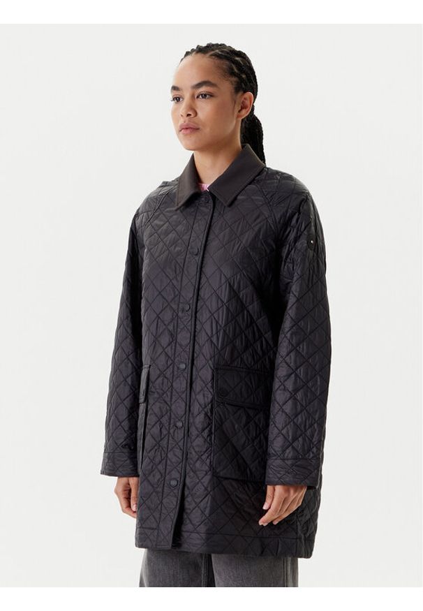TOMMY HILFIGER - Tommy Hilfiger Płaszcz przejściowy WW0WW46448 Czarny Regular Fit. Kolor: czarny. Materiał: syntetyk