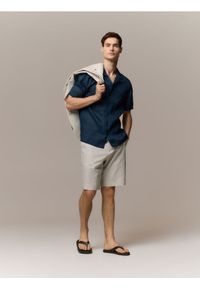 Reserved - Lniana koszula regular fit - ciemny turkus. Materiał: len #1