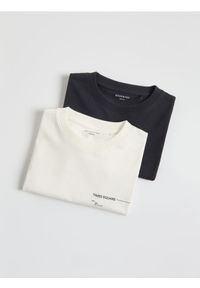 Reserved - Bawełniany t-shirt 2 pack - złamana biel. Materiał: bawełna