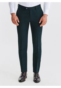 Pako Lorente - PAKO LORENTE – Zielone spodnie garniturowe. Kolor: zielony. Materiał: poliester, bawełna, wiskoza, elastan. Styl: elegancki