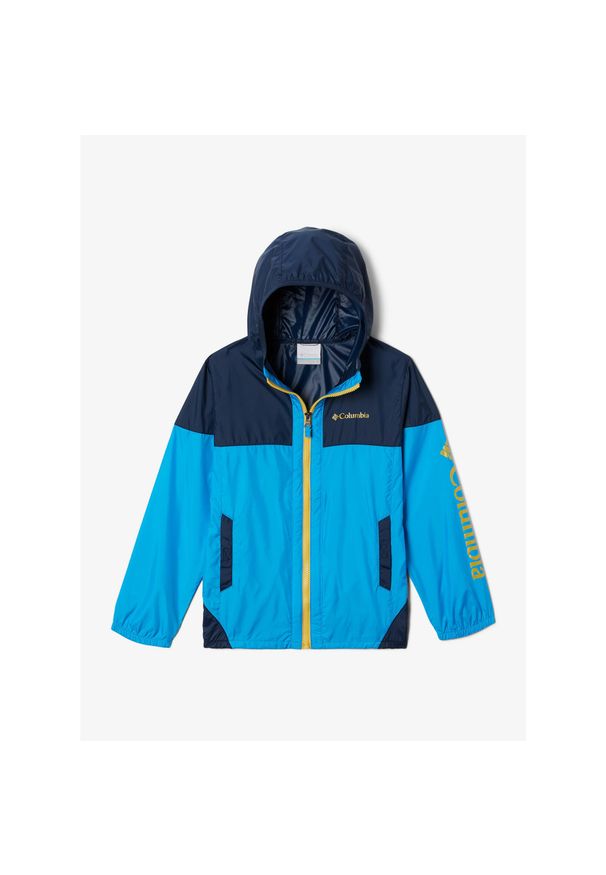 columbia - Kurtka wiatrówka chłopięca Columbia Flash Challenger Windbreaker. Kolor: niebieski. Materiał: softshell. Sport: turystyka piesza