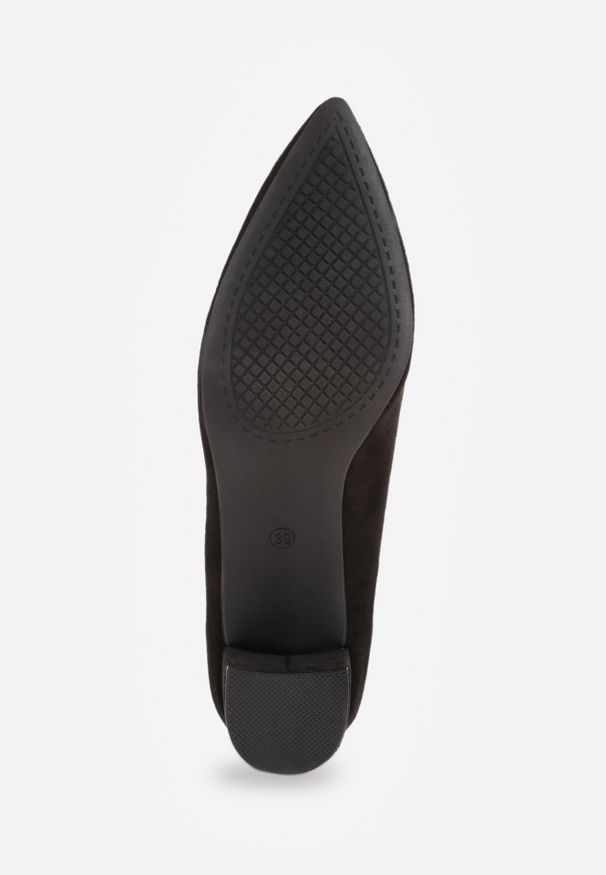 Renee - Czarne Casualowe Czółenka na Słupku Bastien. Okazja: na co dzień. Kolor: czarny. Wzór: jednolity, gładki. Obcas: na słupku. Styl: casual