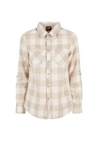 Damska koszula flanelowa w kratę Urban Classics Turnup. Kolor: biały. Wzór: kratka #1